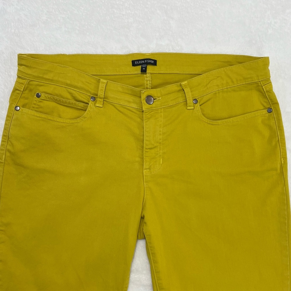 Eileen Fisher Jeans Slim Fit Organic Cotton Mustard Yellow Denim 14 - Picture 5 of 16